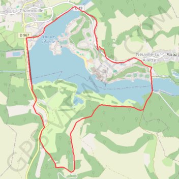 Itinéraire Lac de l'Ailette, distance, dénivelé, altitude, carte, profil, trace GPS