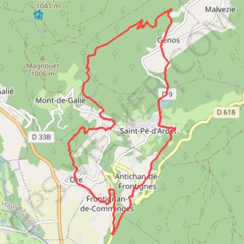 Itinéraire Les Frontignes - Saint-Pé-d'Ardet, distance, dénivelé, altitude, carte, profil, trace GPS