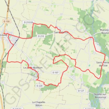 Itinéraire Loulay 25 kms, distance, dénivelé, altitude, carte, profil, trace GPS