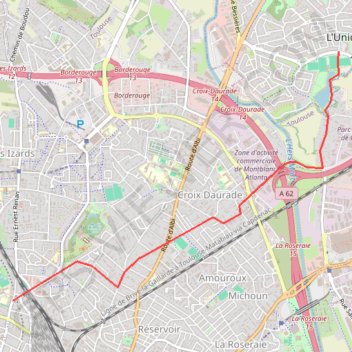 Itinéraire Lidl_Lunion_Toulouse_Lautrec, distance, dénivelé, altitude, carte, profil, trace GPS