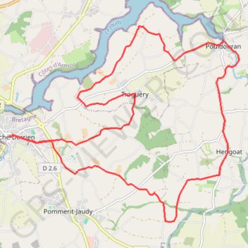 Itinéraire Trébi N°15 : La Roche Derrien - Pouldoran - Trog, distance, dénivelé, altitude, carte, profil, trace GPS