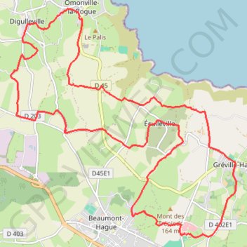 Itinéraire La Haguarde Grévillaise, distance, dénivelé, altitude, carte, profil, trace GPS