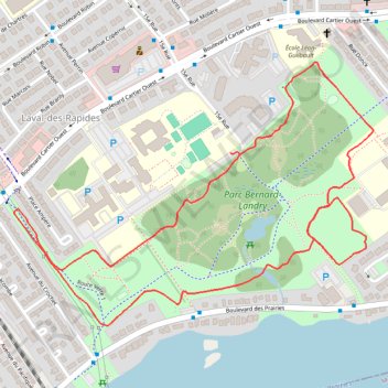 Itinéraire Ski de fond au parc Bernard-Landry, distance, dénivelé, altitude, carte, profil, trace GPS