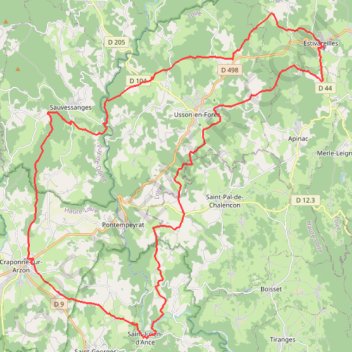 Itinéraire Les crêtes de Sauvessanges - 42859 - UtagawaVTT.com, distance, dénivelé, altitude, carte, profil, trace GPS