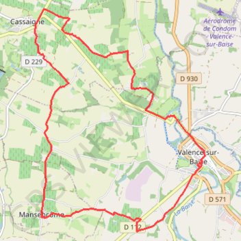 Itinéraire Rando Valence sur Baïse (Gers), distance, dénivelé, altitude, carte, profil, trace GPS