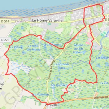 Itinéraire Circuit des marais - Cabourg, distance, dénivelé, altitude, carte, profil, trace GPS
