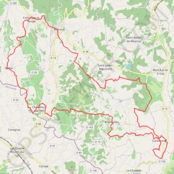 Itinéraire Circuit n°5 : GR de Pays du Midi Corrézien - Boucle de Curemonte, distance, dénivelé, altitude, carte, profil, trace GPS