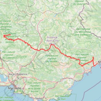 Itinéraire 16 à 19 Bédoin à Forcalquier, distance, dénivelé, altitude, carte, profil, trace GPS