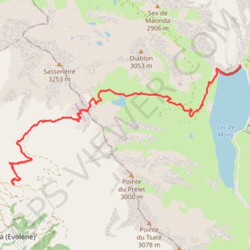 Itinéraire Moiry, distance, dénivelé, altitude, carte, profil, trace GPS