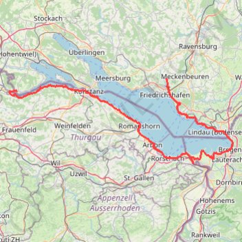 Itinéraire Tour du lac de Constance 1/2, distance, dénivelé, altitude, carte, profil, trace GPS