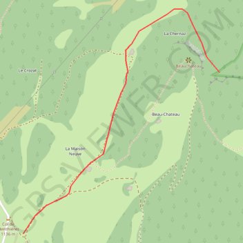 Itinéraire Falaise de Beauchâteau, distance, dénivelé, altitude, carte, profil, trace GPS