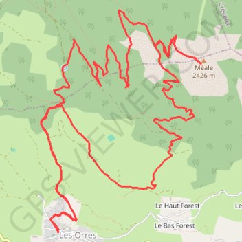 Itinéraire Les orres - Le méale, distance, dénivelé, altitude, carte, profil, trace GPS