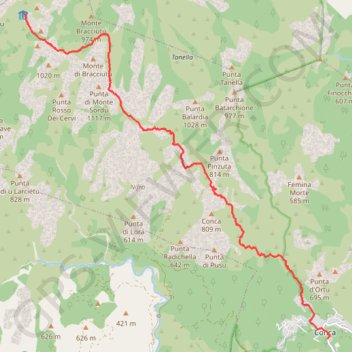 Itinéraire Du refuge d'I Paliri à Conca, distance, dénivelé, altitude, carte, profil, trace GPS
