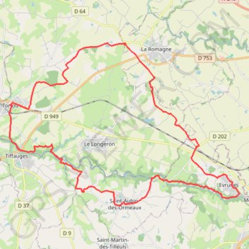 Itinéraire Randonnée d'Automne - Torfou, distance, dénivelé, altitude, carte, profil, trace GPS