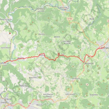Itinéraire Lavoûte-sur-Loire / Yssingeaux, distance, dénivelé, altitude, carte, profil, trace GPS