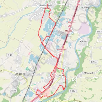 Itinéraire De Lavernose à Noé, distance, dénivelé, altitude, carte, profil, trace GPS