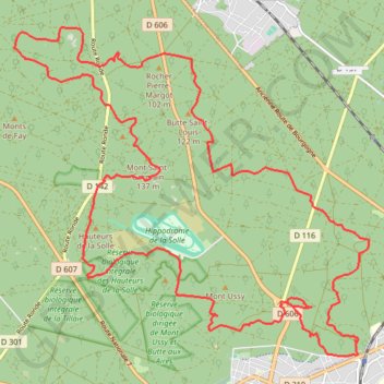 Itinéraire Rocher canon, distance, dénivelé, altitude, carte, profil, trace GPS