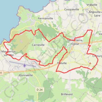 Itinéraire Petite balade dans le val de Saire - Théville, distance, dénivelé, altitude, carte, profil, trace GPS