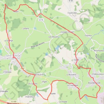 Itinéraire Monts de Guéret, distance, dénivelé, altitude, carte, profil, trace GPS