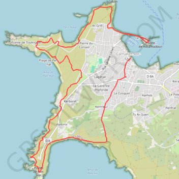 Itinéraire Crozon, tour de Camaret, petit parcours, distance, dénivelé, altitude, carte, profil, trace GPS