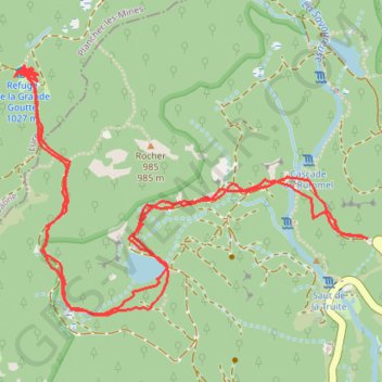 Itinéraire Le refuge de la grande goutte, distance, dénivelé, altitude, carte, profil, trace GPS
