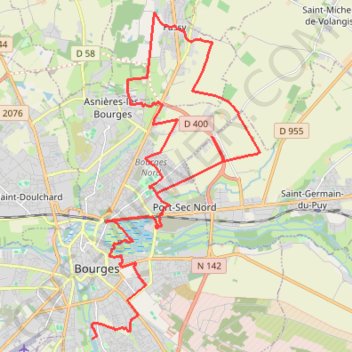 Itinéraire Tour de Bourges - Marais - Bourges, distance, dénivelé, altitude, carte, profil, trace GPS
