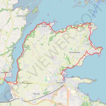 Itinéraire Paimpol - Lézardrieux, distance, dénivelé, altitude, carte, profil, trace GPS