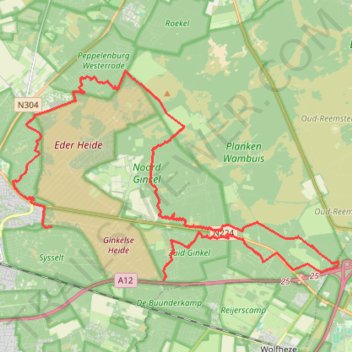 Itinéraire MTBroute-Ede 511 (c) MTBroutes.nl, distance, dénivelé, altitude, carte, profil, trace GPS