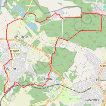 Itinéraire Forêt de l'isle Adam val d'oise 95, distance, dénivelé, altitude, carte, profil, trace GPS