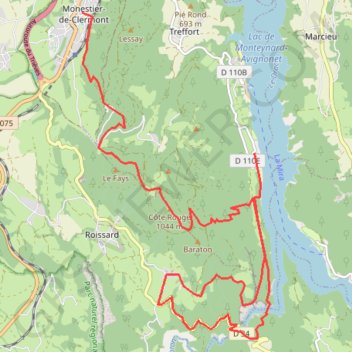 Itinéraire Monestier - lac monteynard, distance, dénivelé, altitude, carte, profil, trace GPS