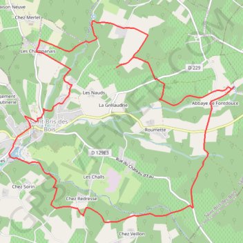 Itinéraire Les 7 sources - Saint-Bris-des-Bois, distance, dénivelé, altitude, carte, profil, trace GPS