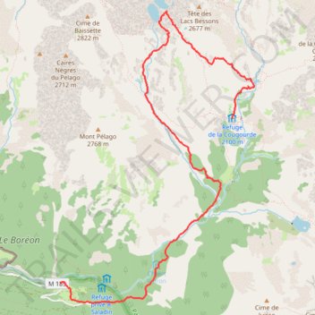 Itinéraire 2026 07 03 - boreon lacs bessons refuge cougourde., distance, dénivelé, altitude, carte, profil, trace GPS