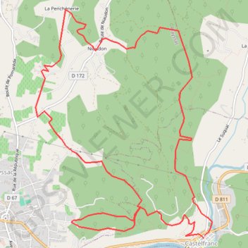 Itinéraire Castelfranc, distance, dénivelé, altitude, carte, profil, trace GPS
