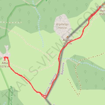 Itinéraire Peña De Alba depuis le Col d'Eyharza, distance, dénivelé, altitude, carte, profil, trace GPS