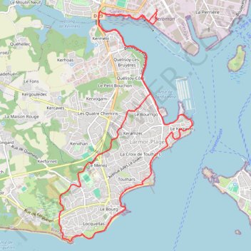 Itinéraire Lorient, distance, dénivelé, altitude, carte, profil, trace GPS