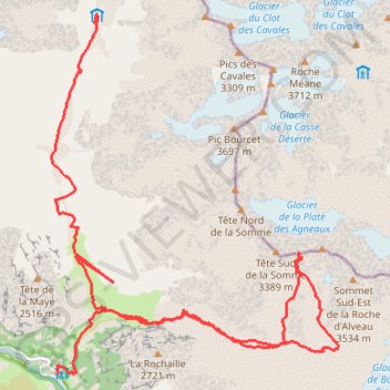 Itinéraire Ski de rando en Oisans, distance, dénivelé, altitude, carte, profil, trace GPS