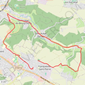 Itinéraire Rando Saint Aubin Epinay, distance, dénivelé, altitude, carte, profil, trace GPS