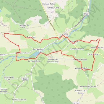 Itinéraire Le long de la Saire - Le Vast, distance, dénivelé, altitude, carte, profil, trace GPS