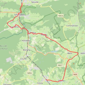 Itinéraire Gouvy - Vielsalm, distance, dénivelé, altitude, carte, profil, trace GPS