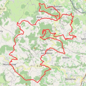 Itinéraire Le Crêt d'Arjoux et le Mont Popey - Saint-Romain-de-Popey, distance, dénivelé, altitude, carte, profil, trace GPS