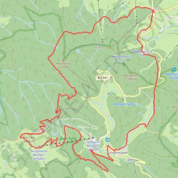 Itinéraire Forêt Noire - Tour du Belchen, distance, dénivelé, altitude, carte, profil, trace GPS