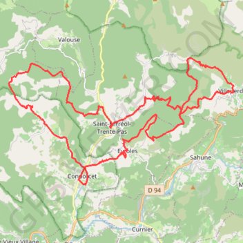 Itinéraire Balade à Saint-Ferréol-Trente-Pas, distance, dénivelé, altitude, carte, profil, trace GPS