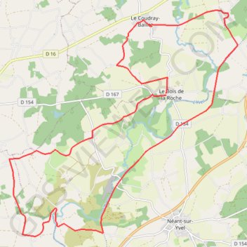 Itinéraire Bois de la Roche - Néant-sur-Yve - Mauron, distance, dénivelé, altitude, carte, profil, trace GPS
