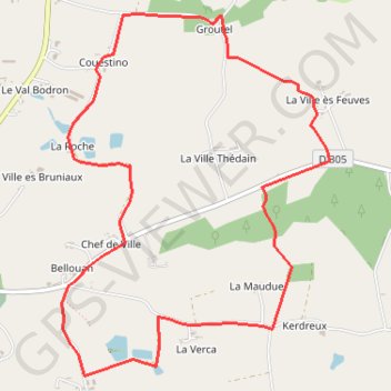 Itinéraire Circuit de Bellouan - Ménéac, distance, dénivelé, altitude, carte, profil, trace GPS