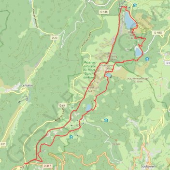 Itinéraire Schlucht Tanet faing lac Blanc Noir Forlet Vert, distance, dénivelé, altitude, carte, profil, trace GPS