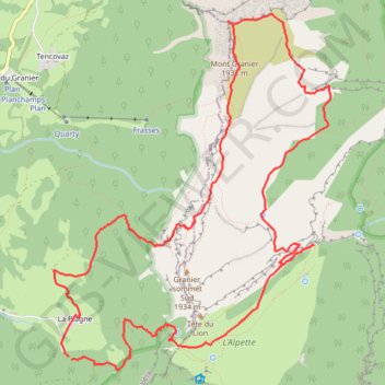 Itinéraire Mont Granier, distance, dénivelé, altitude, carte, profil, trace GPS