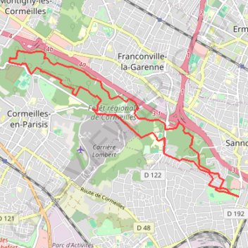 Itinéraire Les buttes du Parisis, distance, dénivelé, altitude, carte, profil, trace GPS