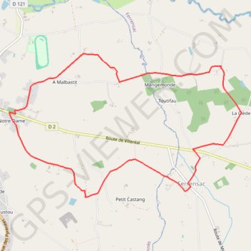 Itinéraire Ferrensac, la balade du Castang - Pays du Dropt, distance, dénivelé, altitude, carte, profil, trace GPS