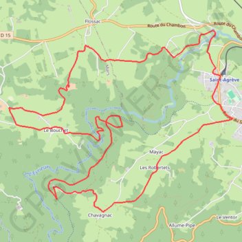 Itinéraire Château de Flossac, distance, dénivelé, altitude, carte, profil, trace GPS