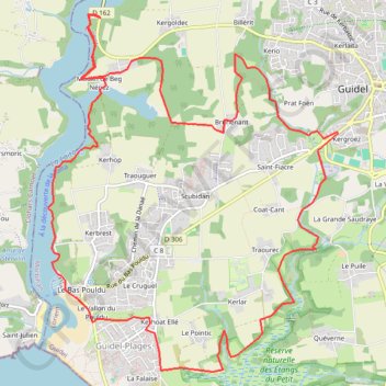 Itinéraire Randonnée à Guidel, distance, dénivelé, altitude, carte, profil, trace GPS